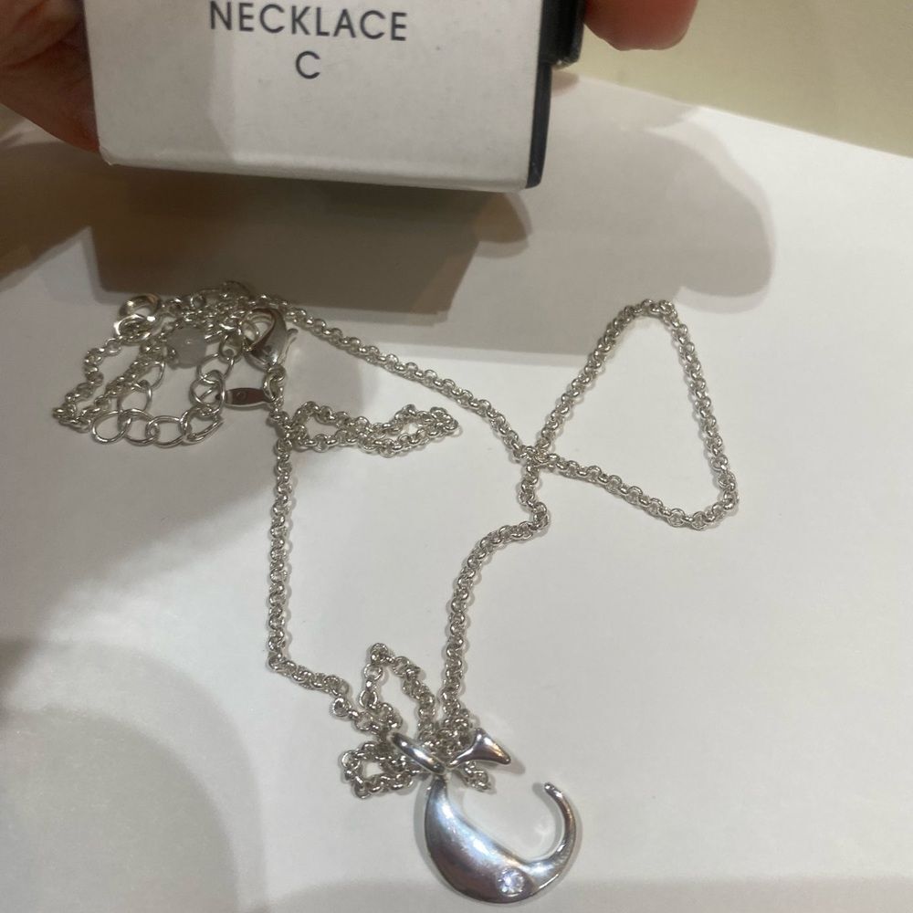Avon Vintage Silvertone Letter C Pendant Necklace NIB